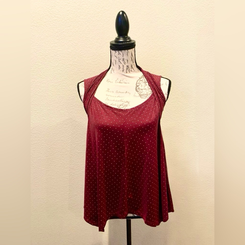 Rock & Republic Burgundy Polka Dot Tank